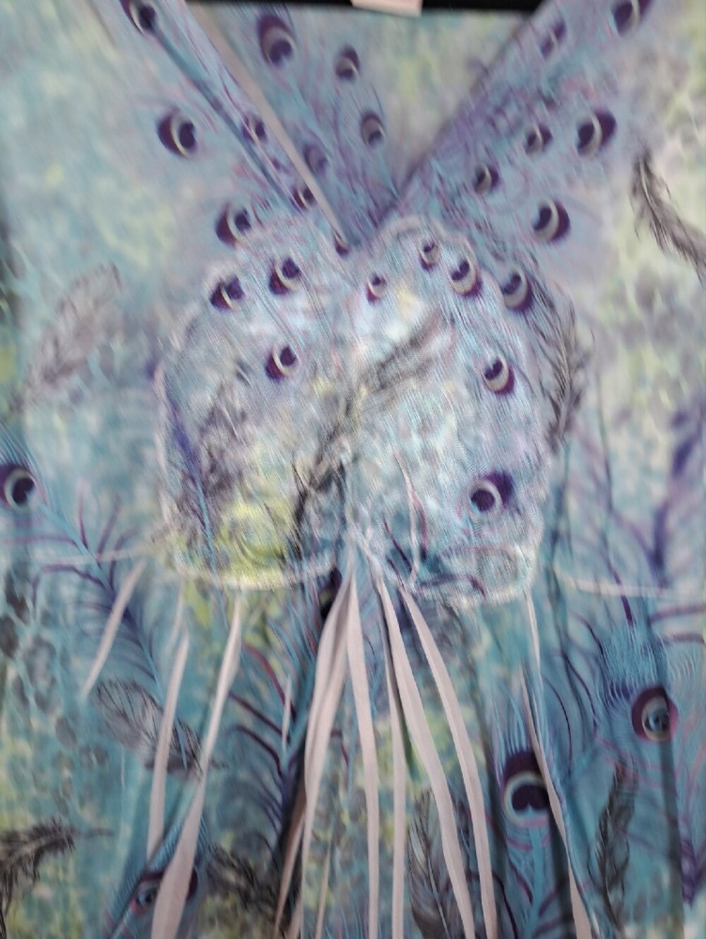 Toffee n' Apple Blue Peacock-Print V-Neck Tunic - Picture 3 of 8